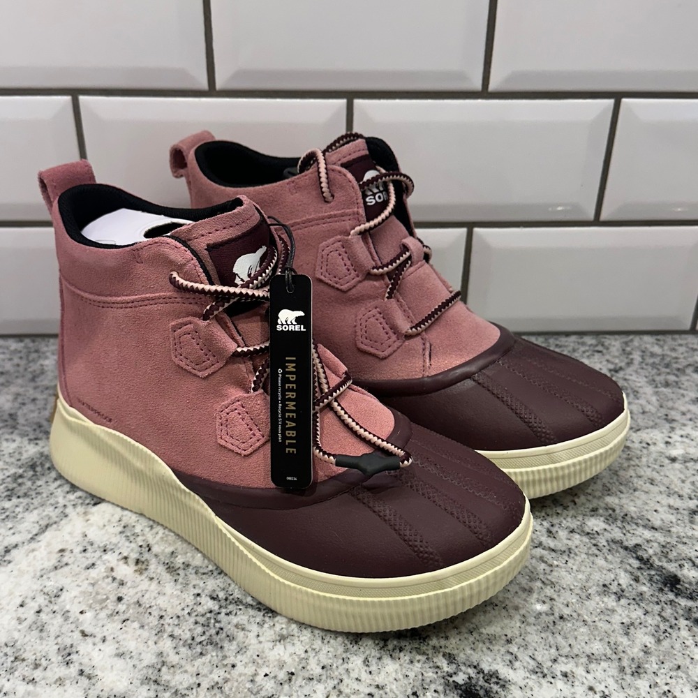 Sorel Kids 6 Out N About IV Classic WP Boot Mauve Waterproof Suede Duck Boot